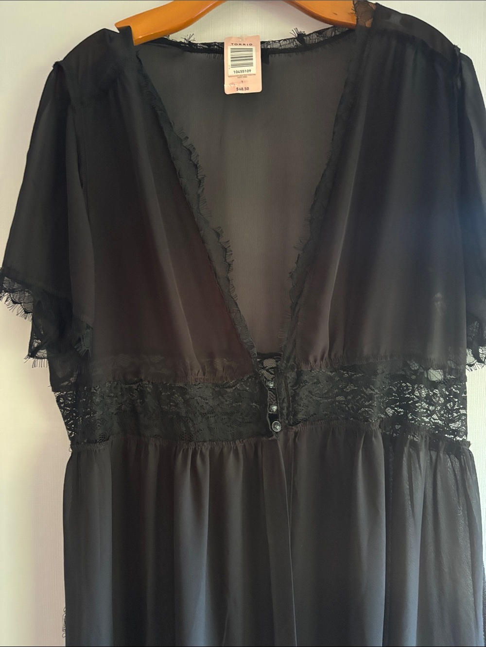 Sheer Black Lace-Trim Nightgown - Women Intimates